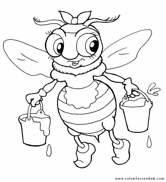 رنگ آمیزی زنبور و سطل عسل