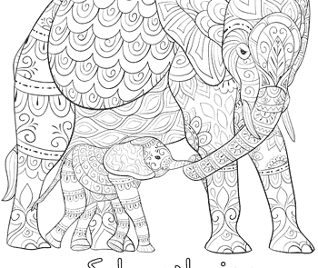رنگ امیزی فیل مادر و بچه
