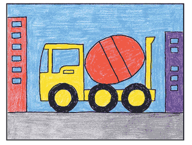 آموزش نقاشی کامیون حمل سیمان