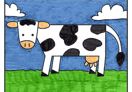 آموزش نقاشی گاو کودکانه
