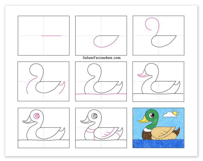 آموزش نقاشی کودکانه اردک