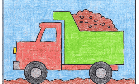 آموزش نقاشی کامیون کمپرسی
