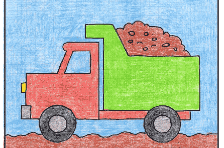 آموزش نقاشی کامیون کمپرسی