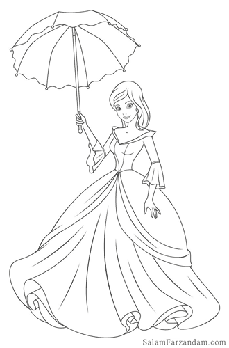 رنگ امیزی پرنسس همراه چتر