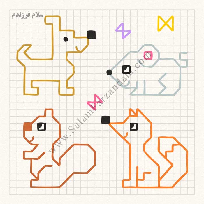 نقاشی شطرنجی حیوانات