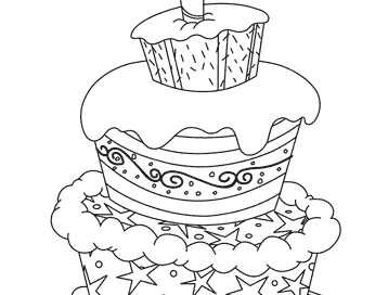 نقاشی کیک تولد برای رنگ امیزی