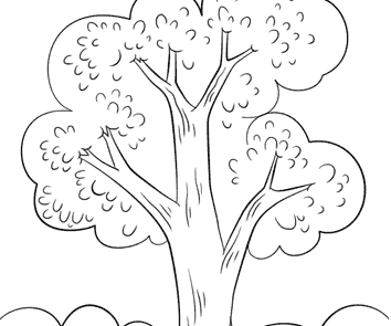 نقاشی درخت تابستان برای رنگ امیزی