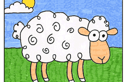 اموزش نقاشی گوسفند کارتونی