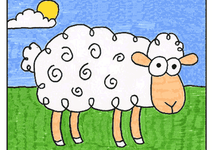 اموزش نقاشی گوسفند کارتونی