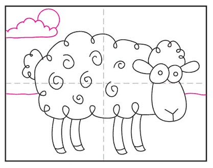 آموزش نقاشی گوسفند کارتونی مرحله 8