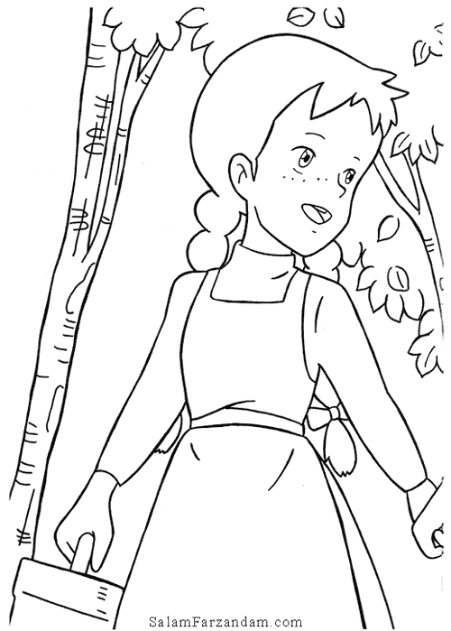 نقاشی دخترانه آنشرلی برای رنگ آمیزی