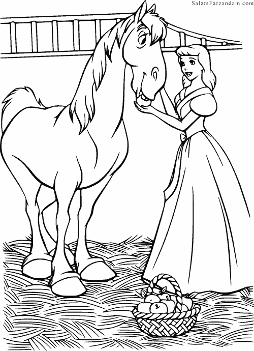 رنگ آمیزی سیندرلا و اسب