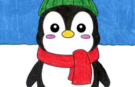 آموزش نقاشی پنگوئن فانتزی