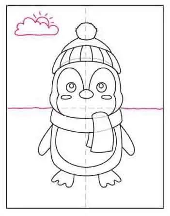 آموزش نقاشی پنگوئن کارتونی مرحله 8